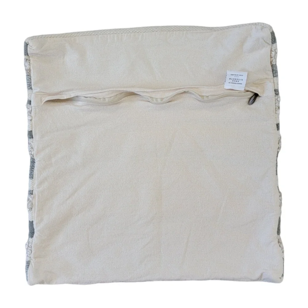 Magnolia‎ Home Pillow Cover 20 x 20 Neutral Striped Nubby Woven Textured Boho